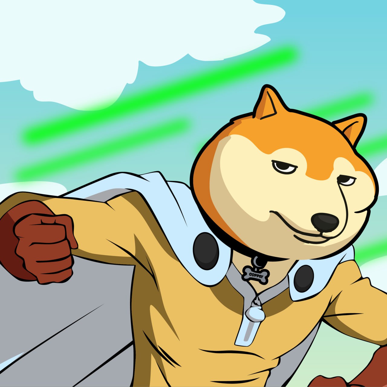 Copper in business attire